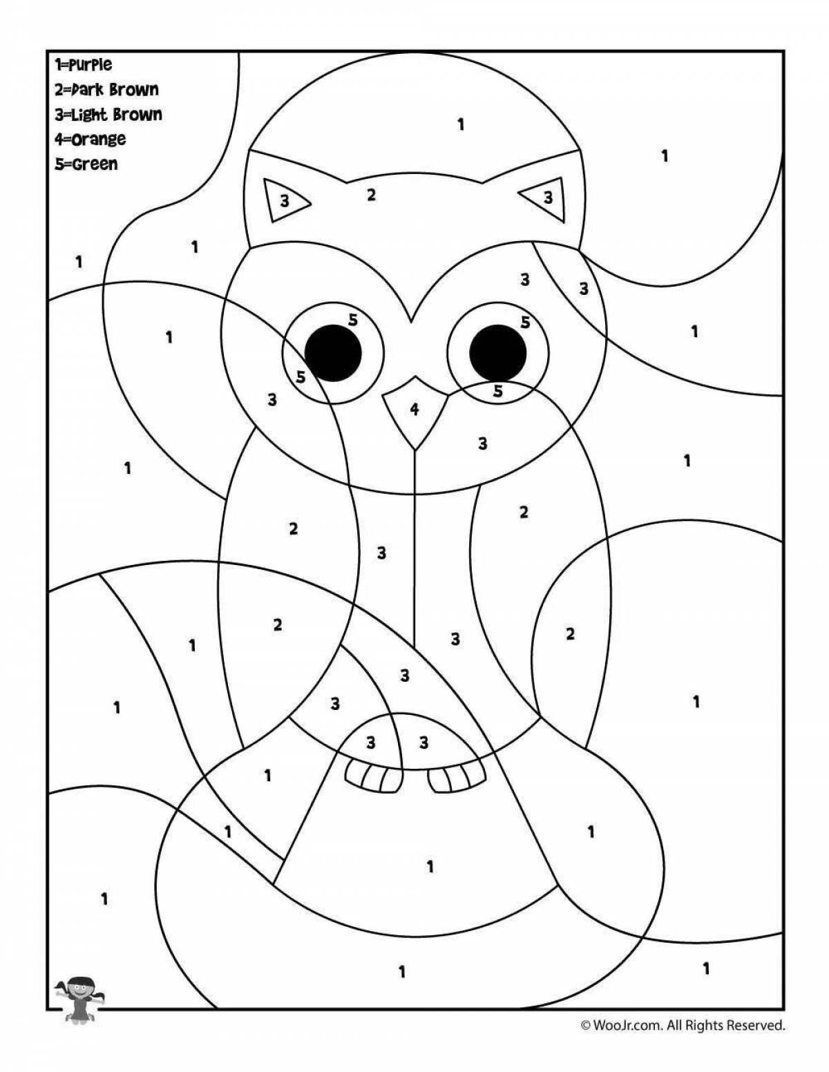 Gorgeous owl coloring by numbers