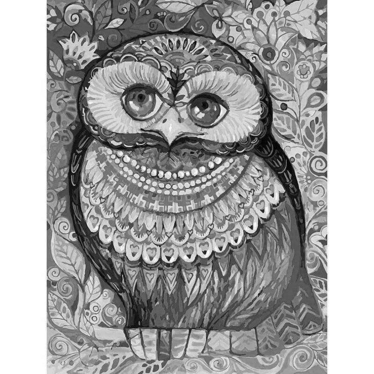 Glitter owl coloring by numbers