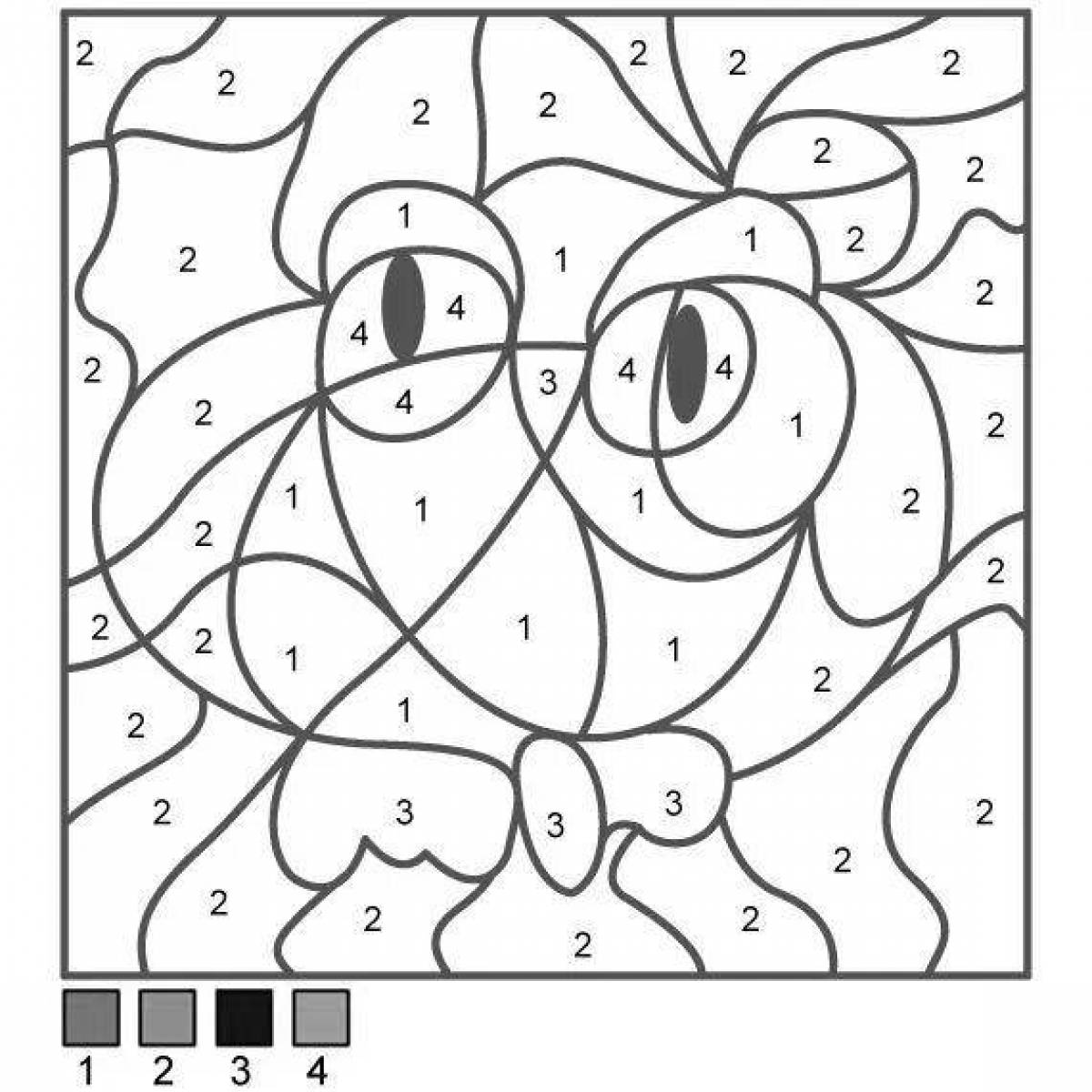 Bright owl coloring by numbers