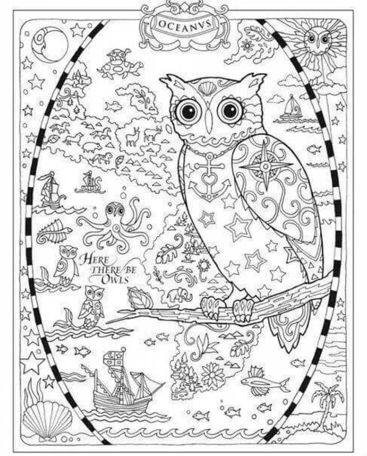 Radiant owl coloring by numbers