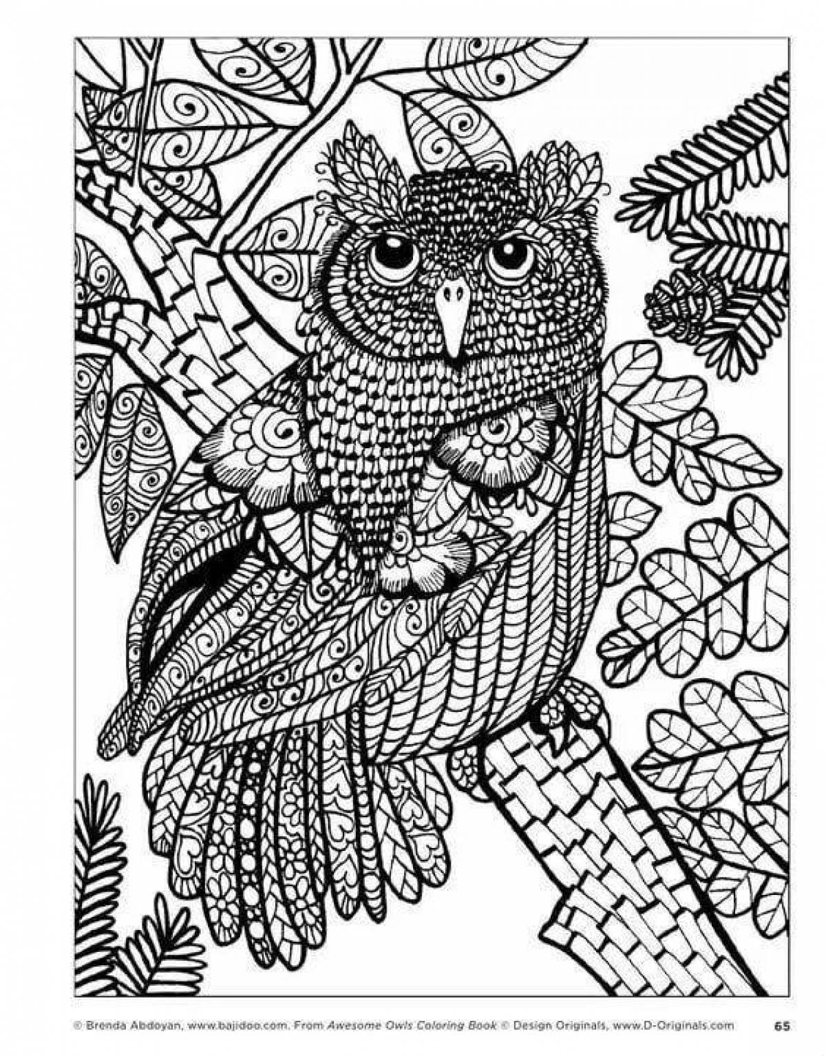 Beautiful owl coloring by numbers
