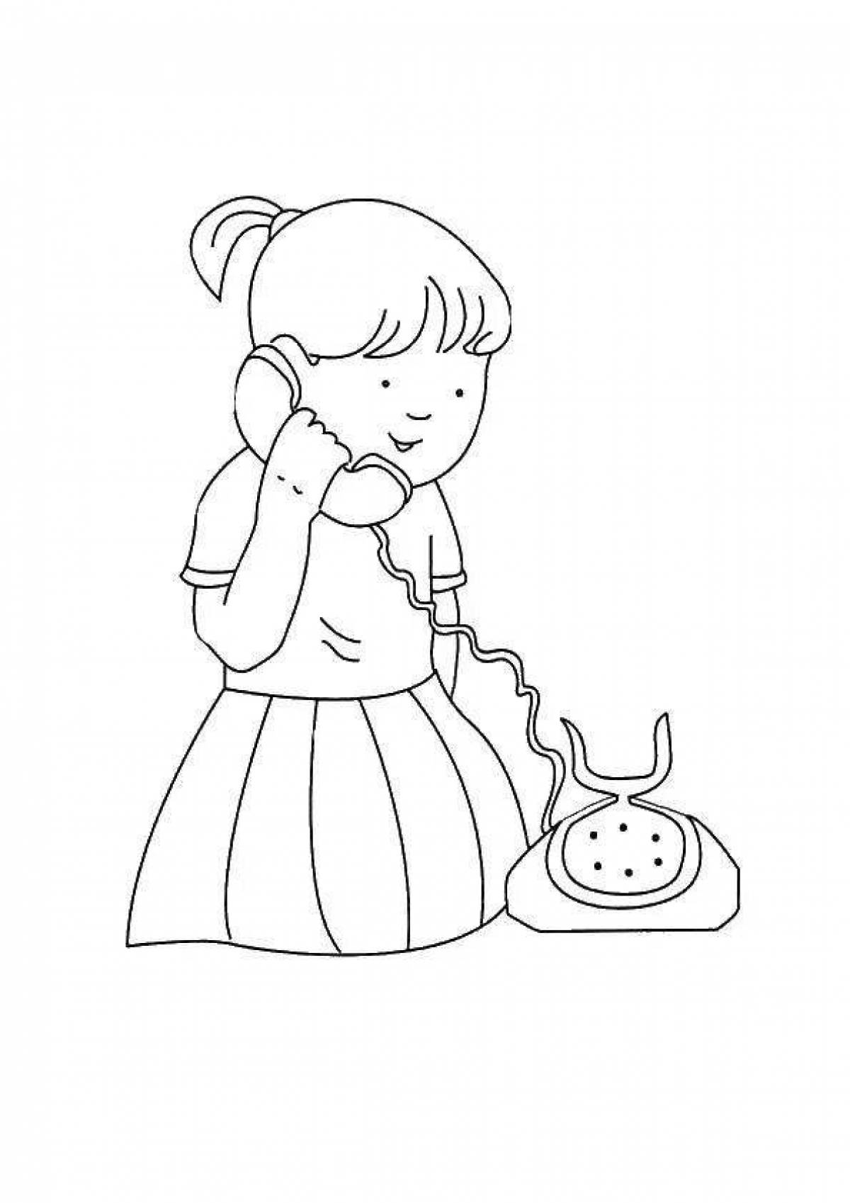 Gorgeous girl phone coloring page
