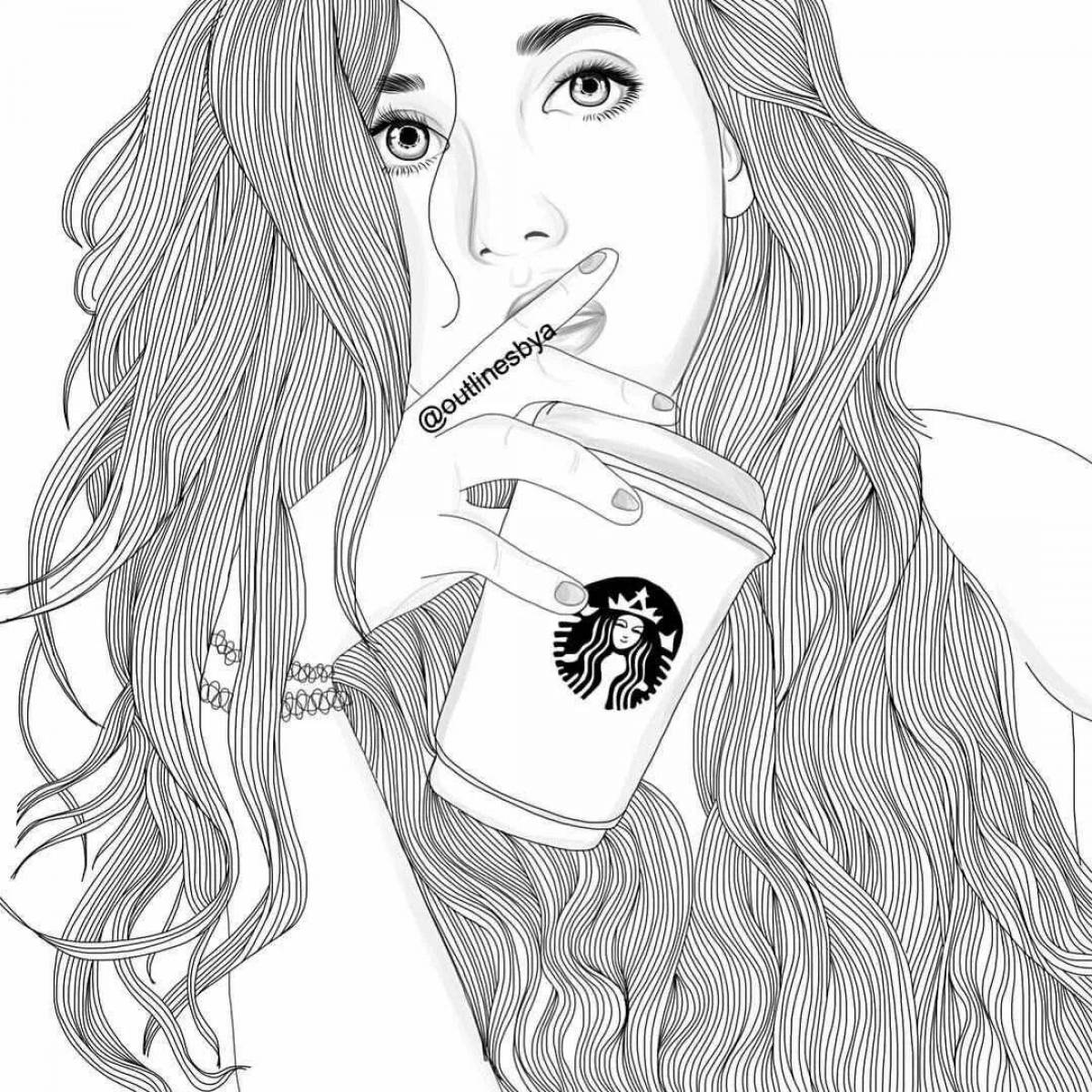 Amazing girl phone coloring page