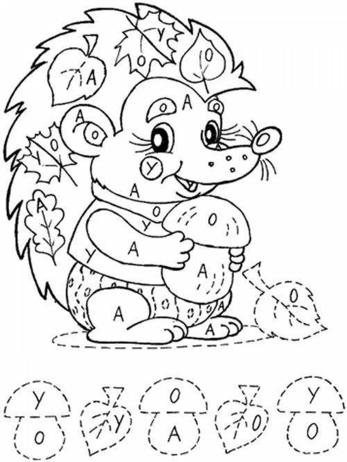 Color-frenzy vowels coloring page for preschoolers