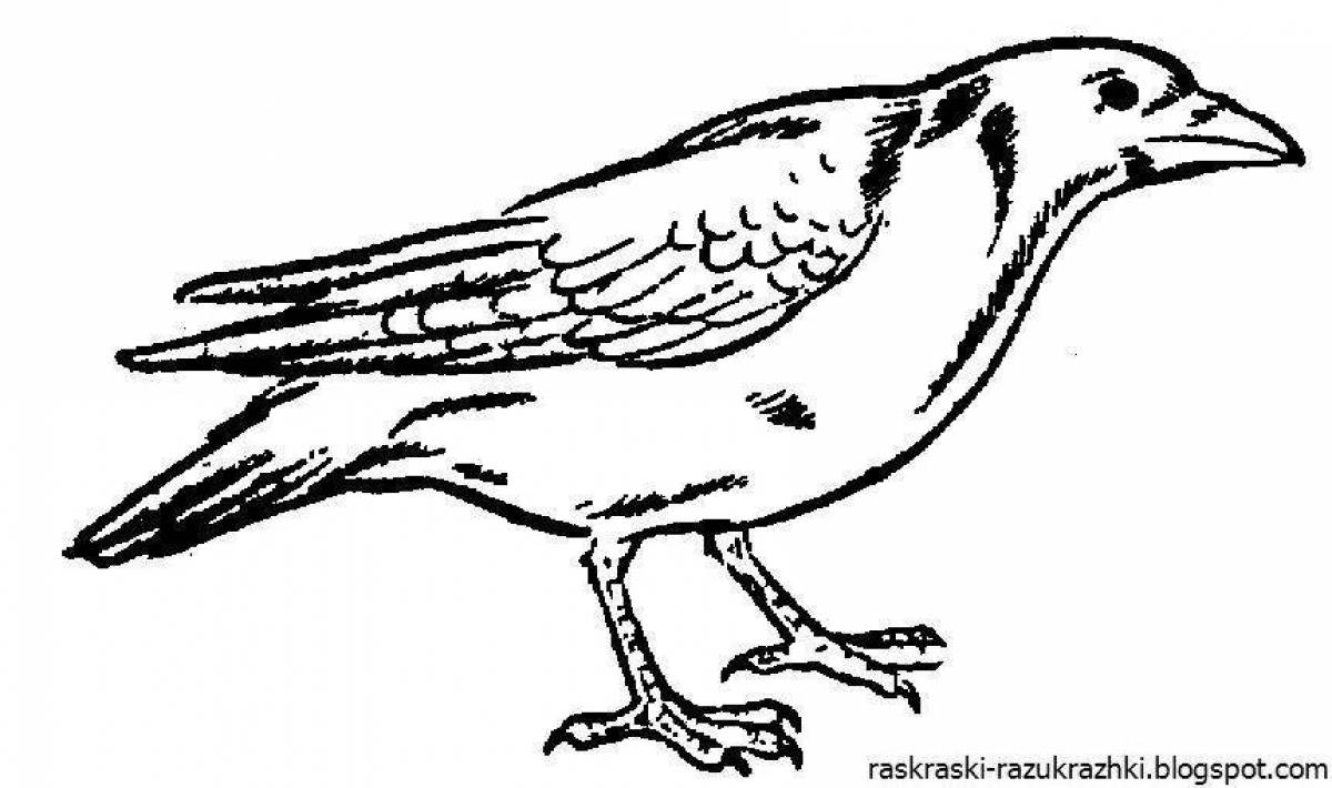 Adorable crow coloring page for kids