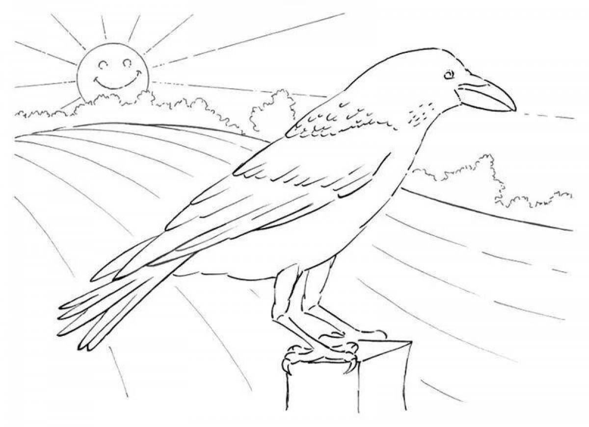 Очаровательная ворона раскраска для детей