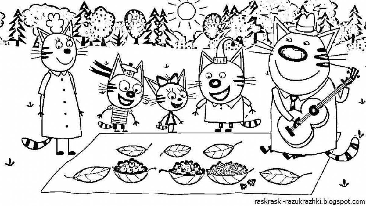 Three cats coloring book for boys
