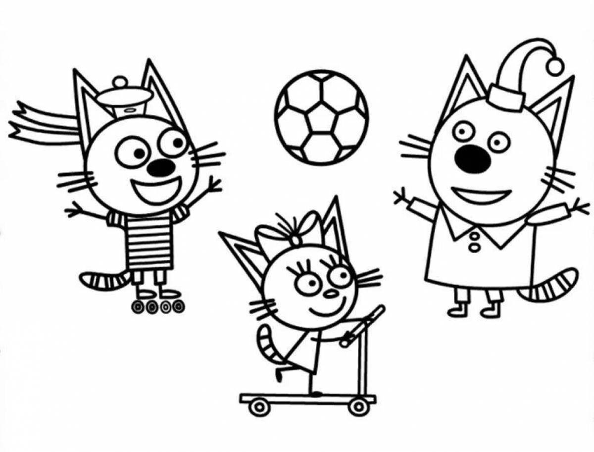 Great three cats coloring book for boys