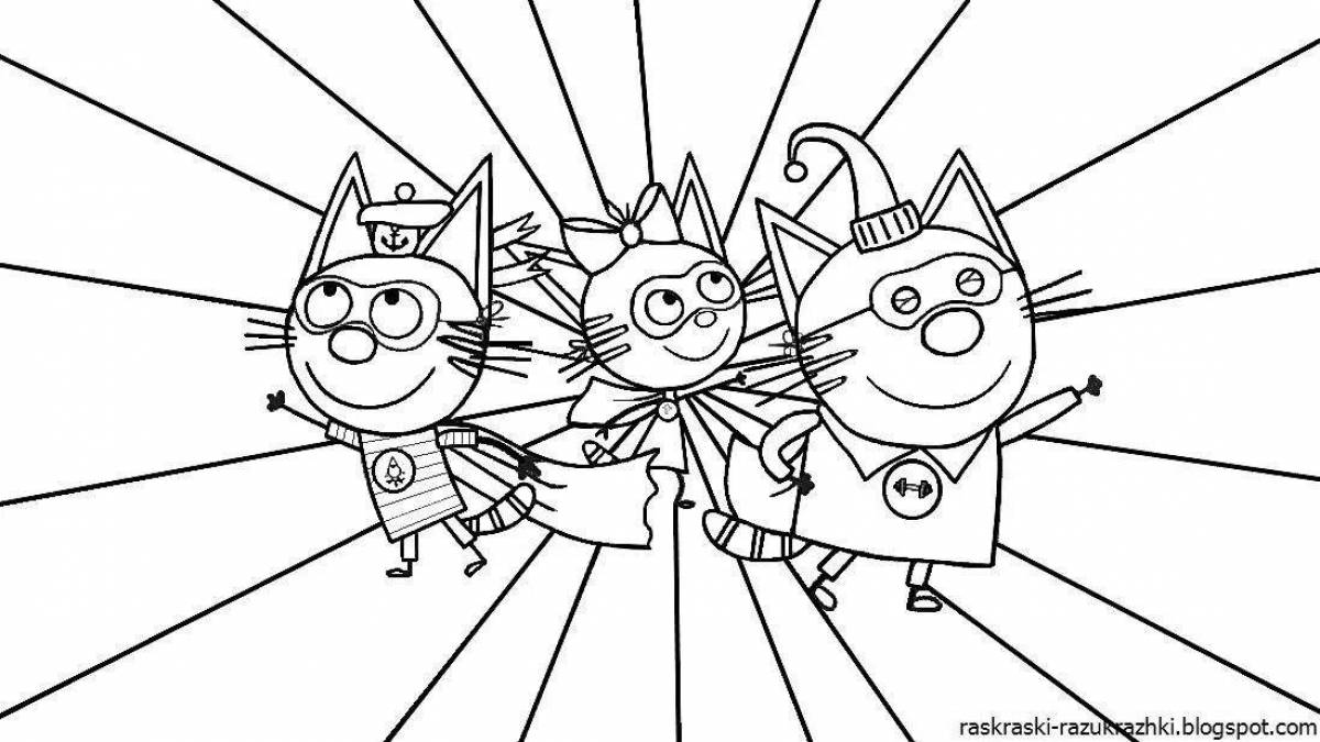 Exquisite three cats coloring book for boys