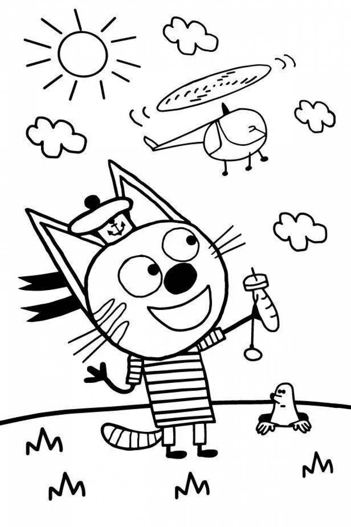 Блестящая раскраска «три кота» для мальчиков