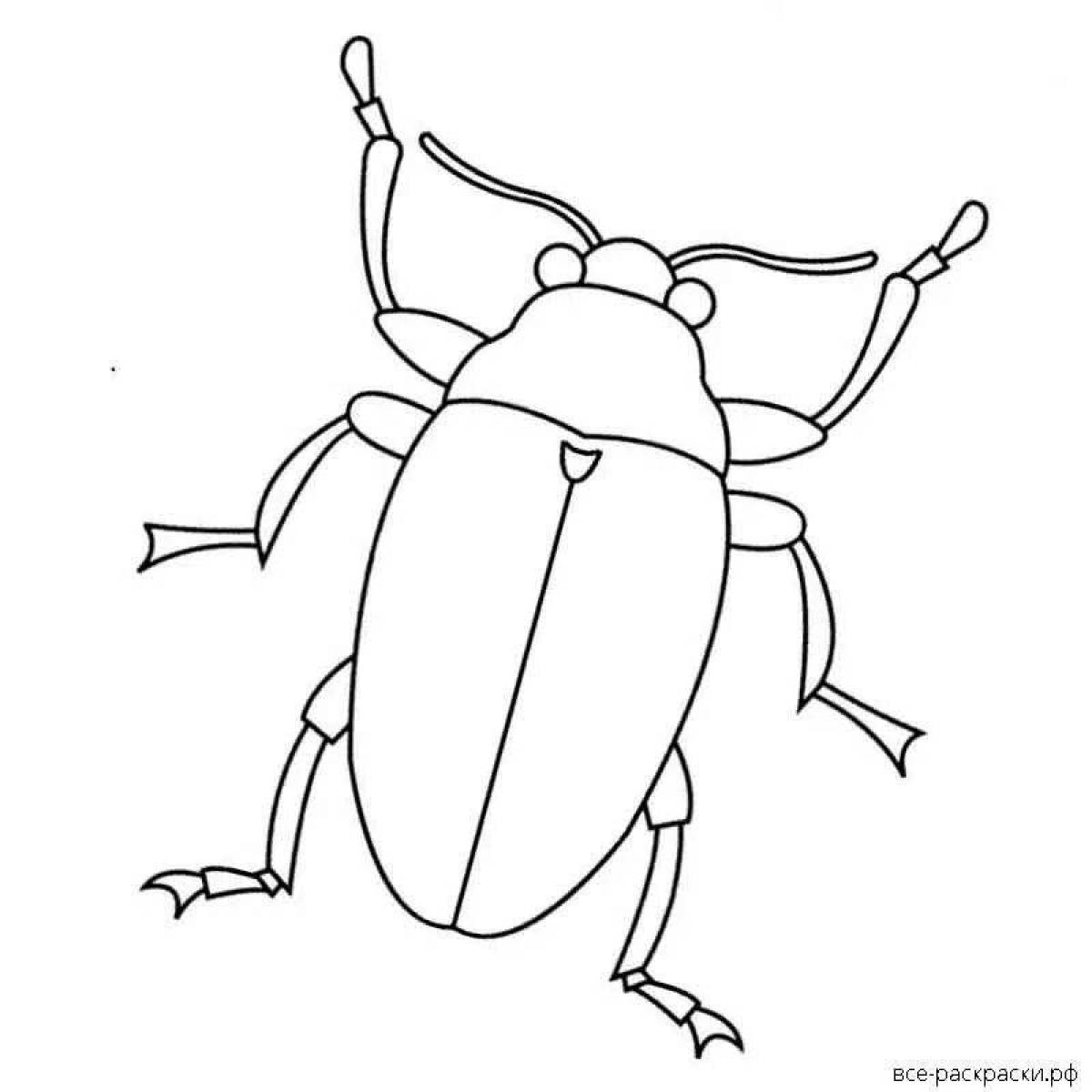 Веселый жук-раскраска для детей