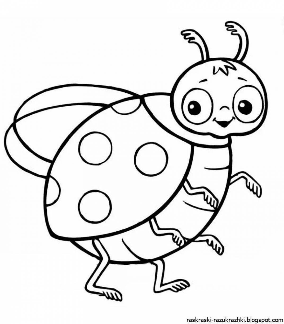 Очаровательный жук-раскраска для детей