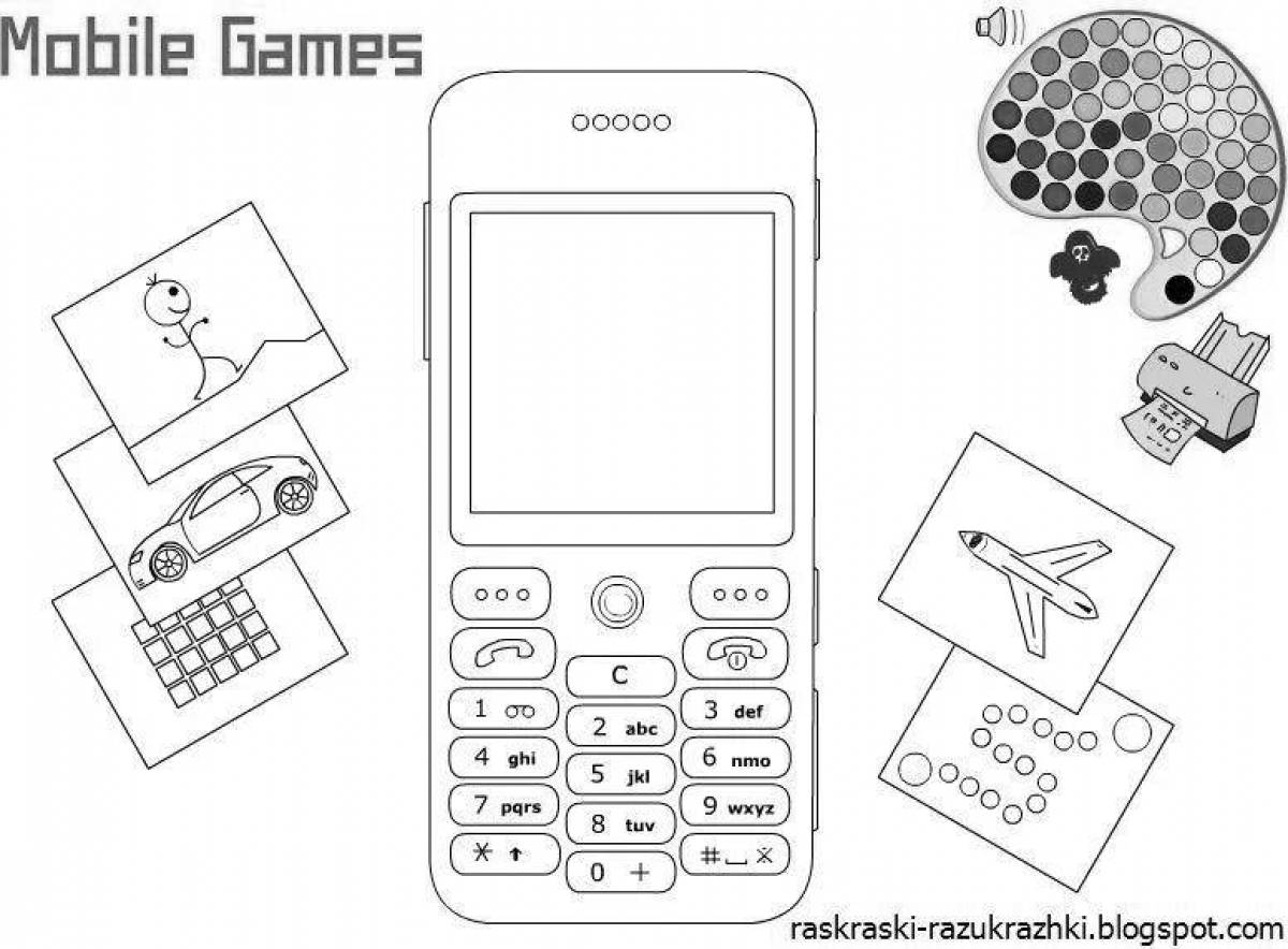 Glowing phone game coloring book