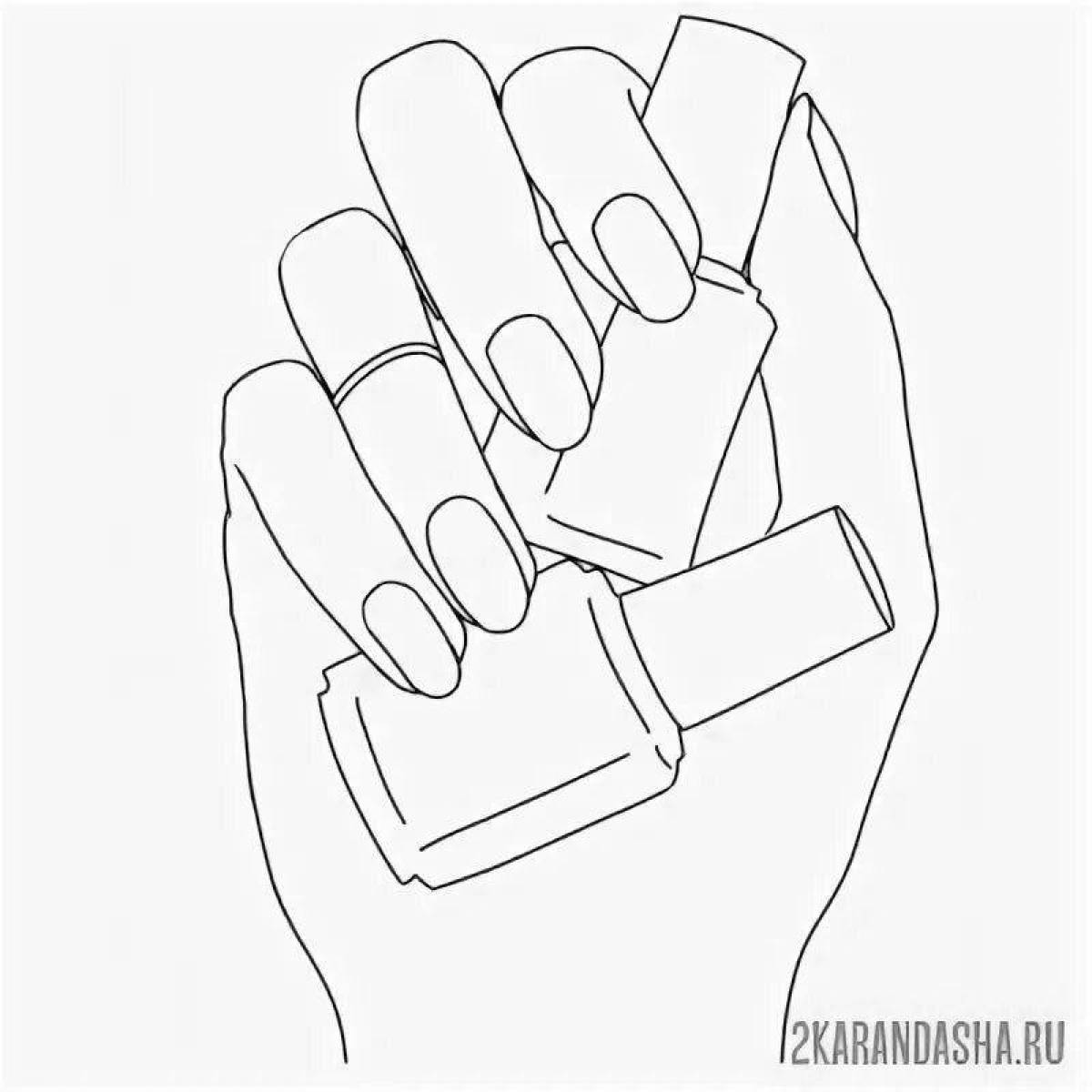 Striking hand with manicure nails
