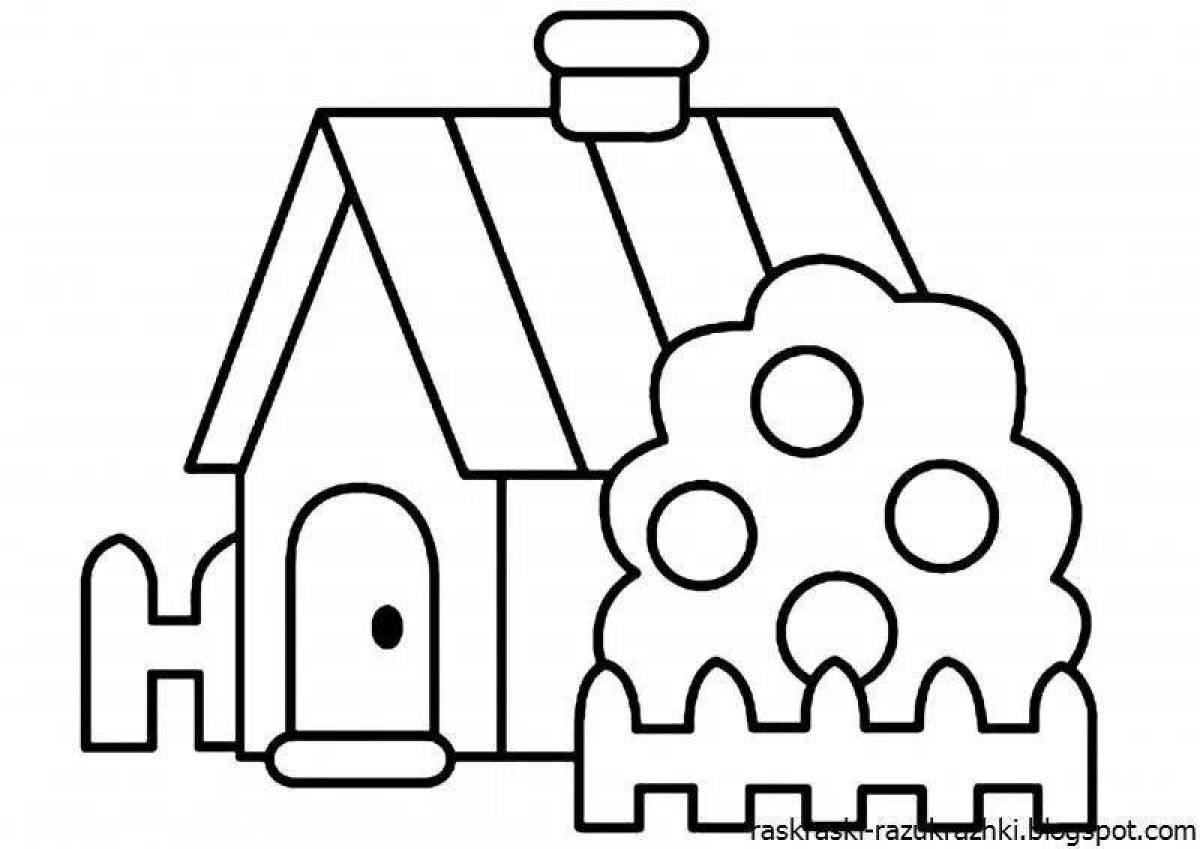 Colorful house coloring book for 3-4 year olds