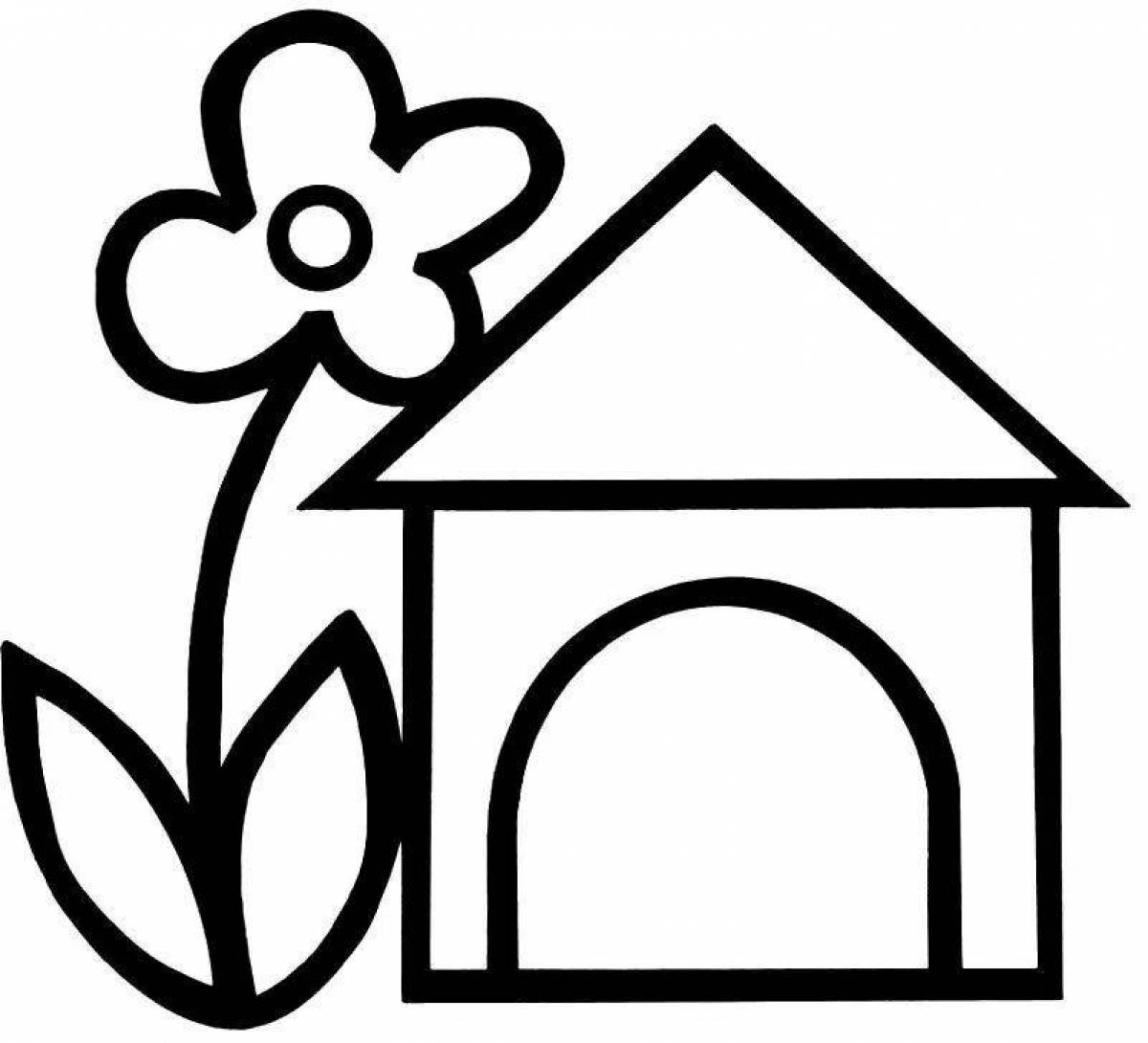 Раскраска «радостный дом» для детей 3-4 лет