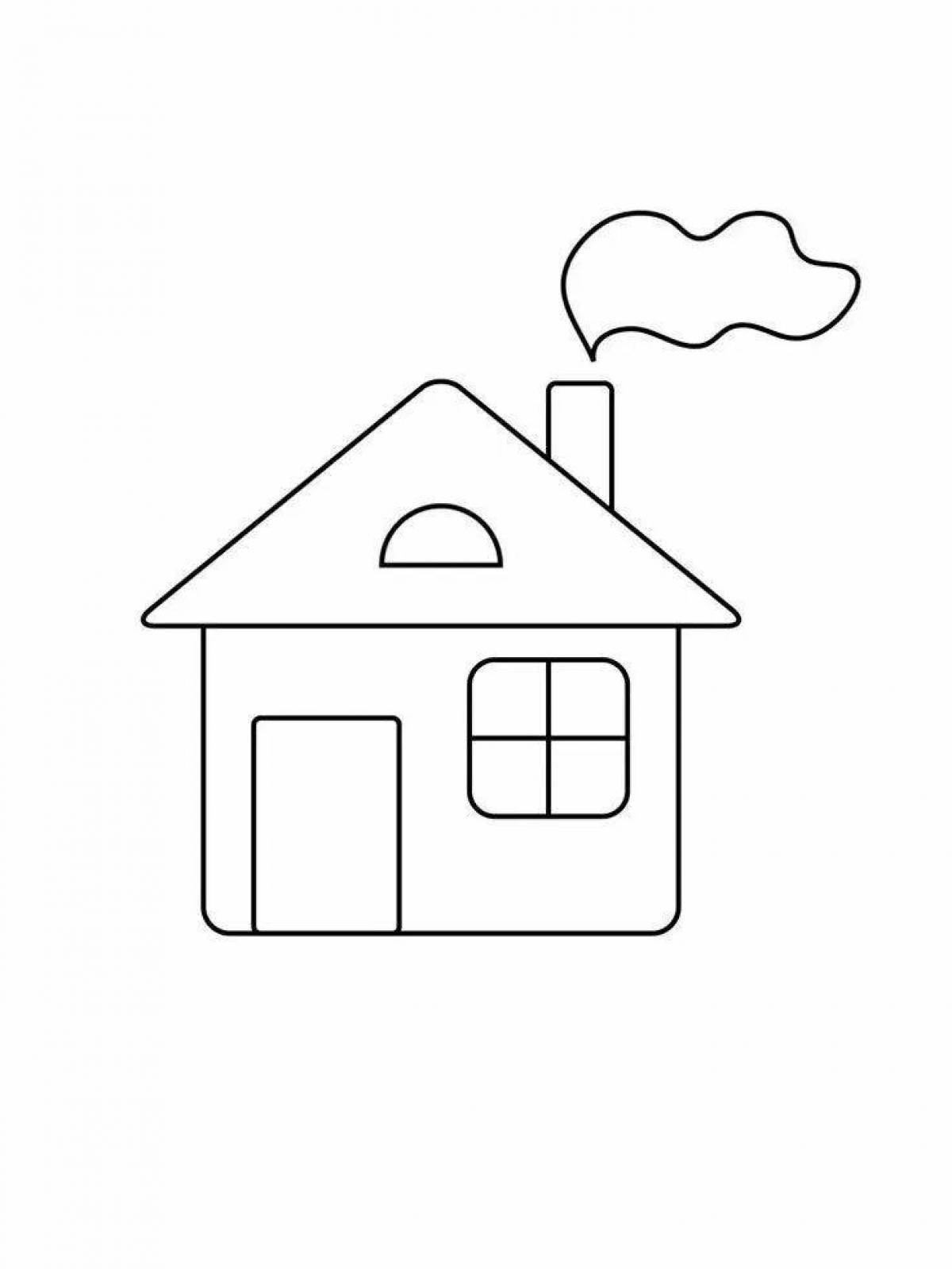 Раскраска «игривый домик» для детей 3-4 лет