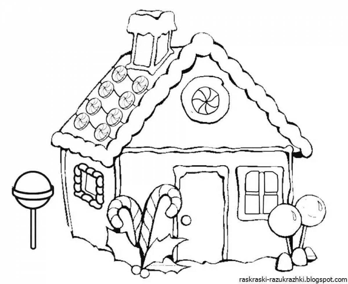Crazy House coloring page for 3-4 year olds