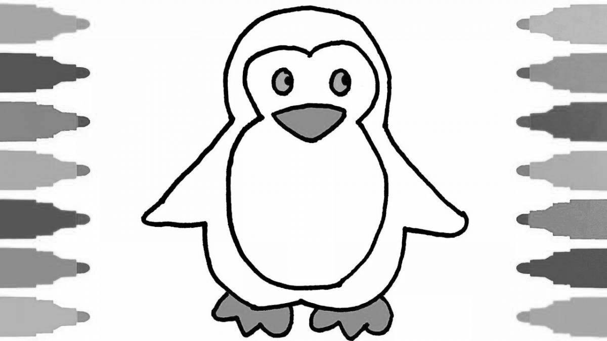 Сияющая раскраска пингвин