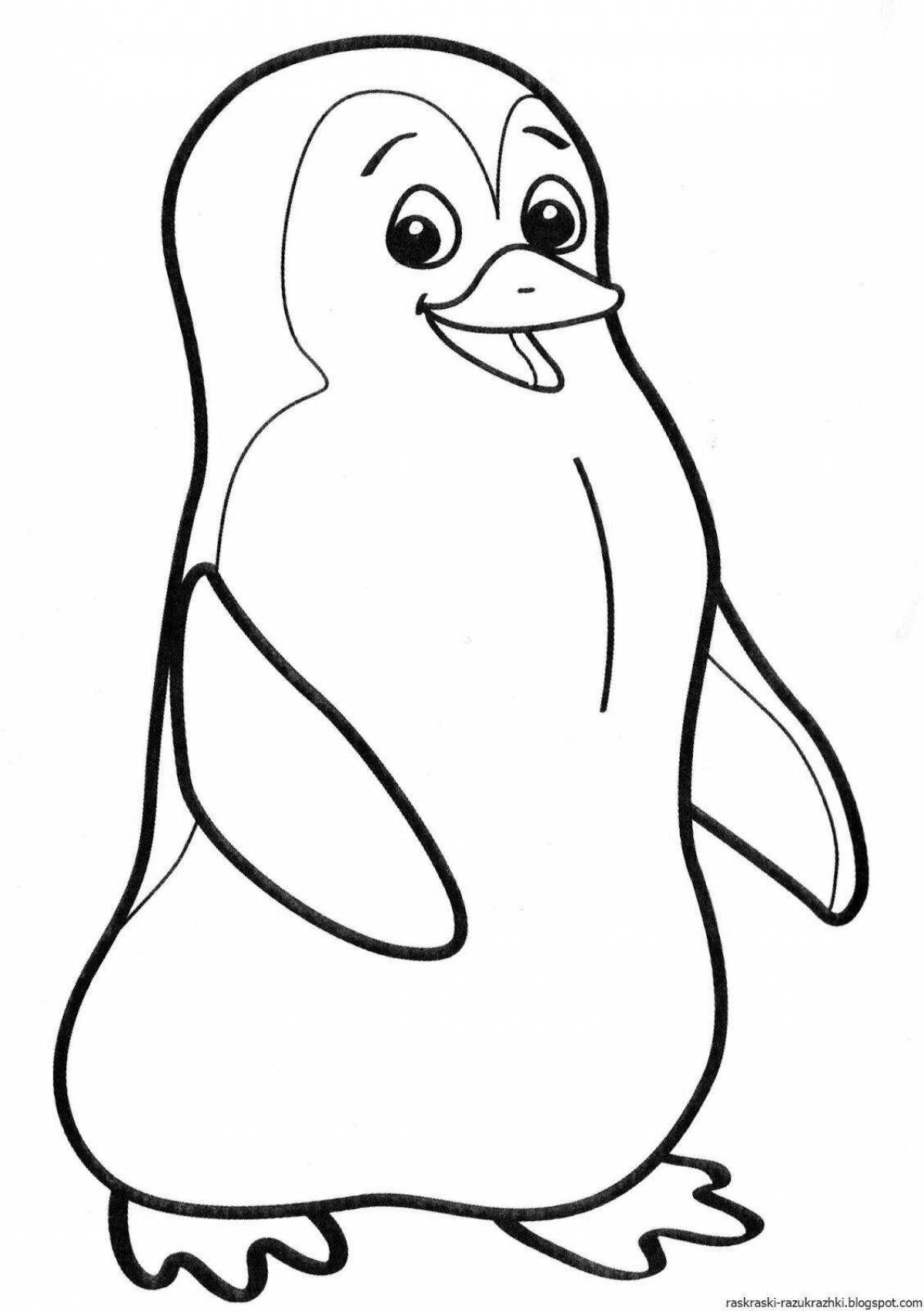 Young penguin coloring book