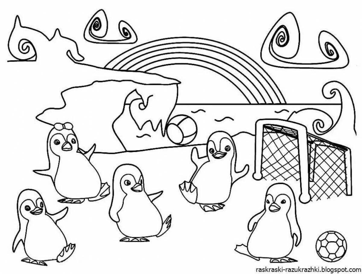 Humorous penguin coloring book