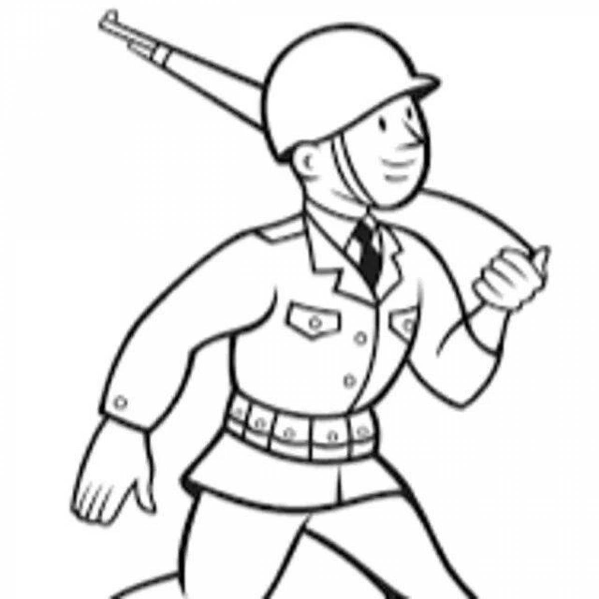 Gorgeous soldier on duty drawing