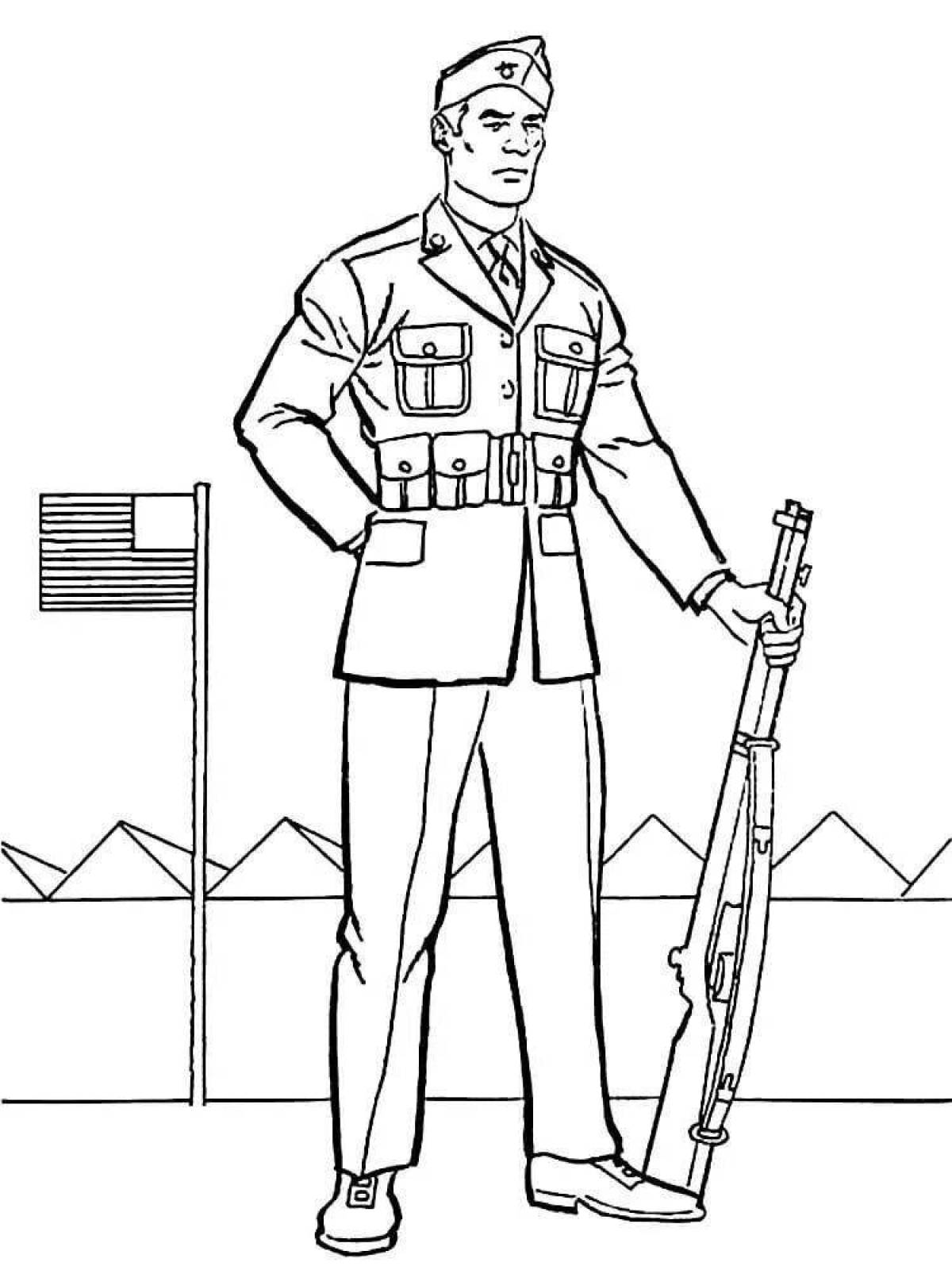 Graceful soldier at the post drawing