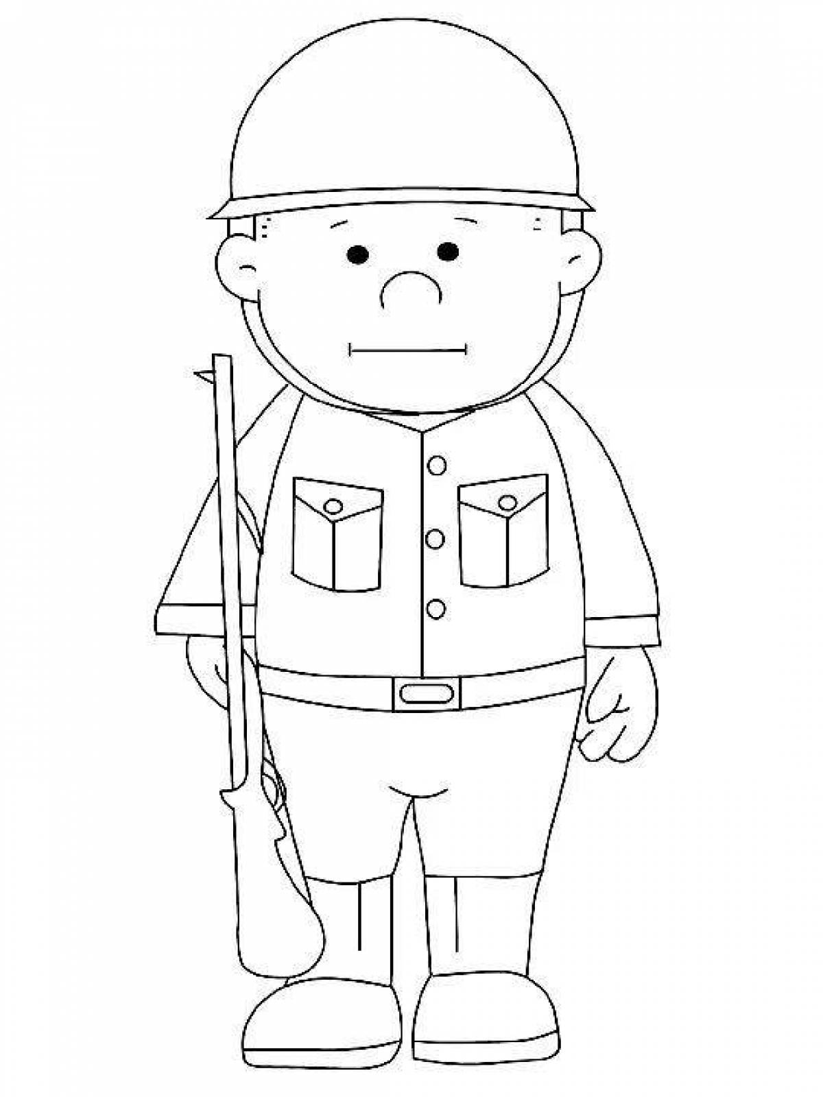 Bright soldier on duty drawing