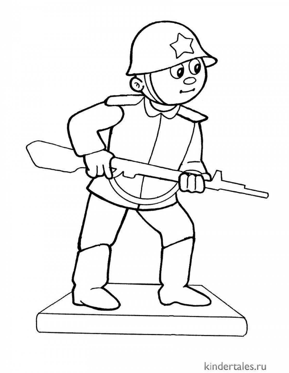 Mature soldier on duty drawing