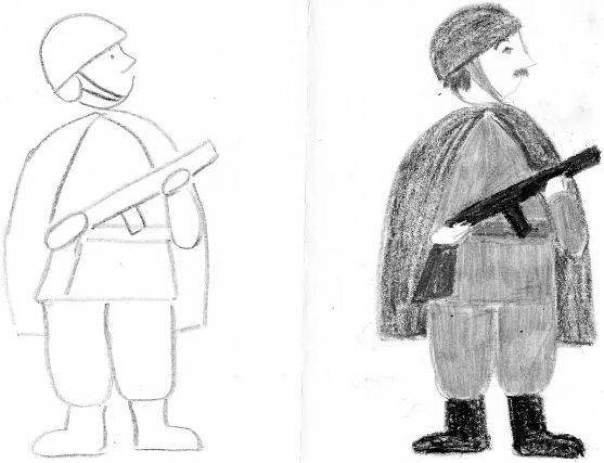 Experienced soldier at the post drawing