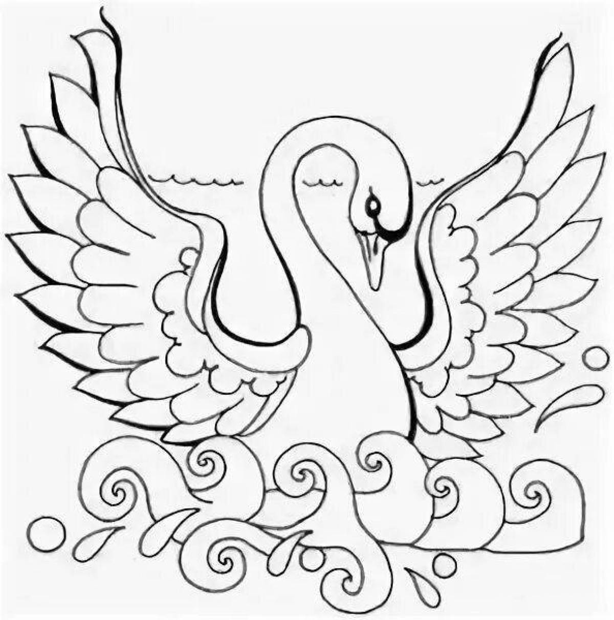 Красивая страница раскраски принцессы-лебедя