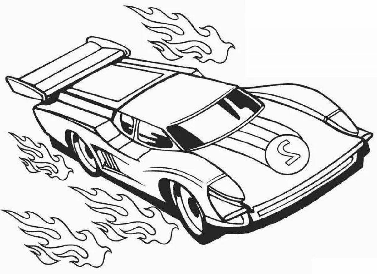 Great racing car coloring page for 3-4 year olds