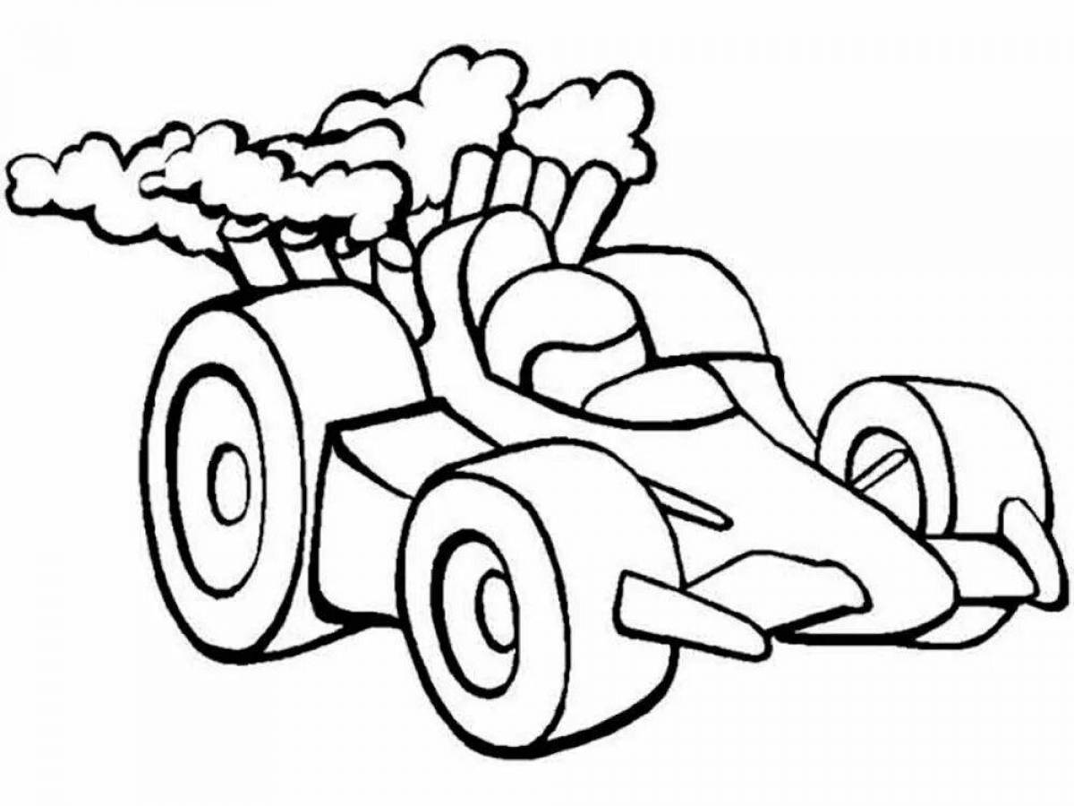 Раскраска живая гоночная машина для детей 3-4 лет