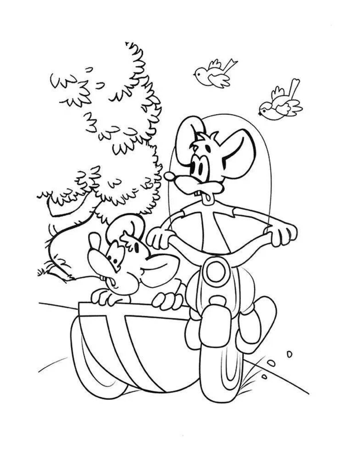Colored funny leopold cat coloring page