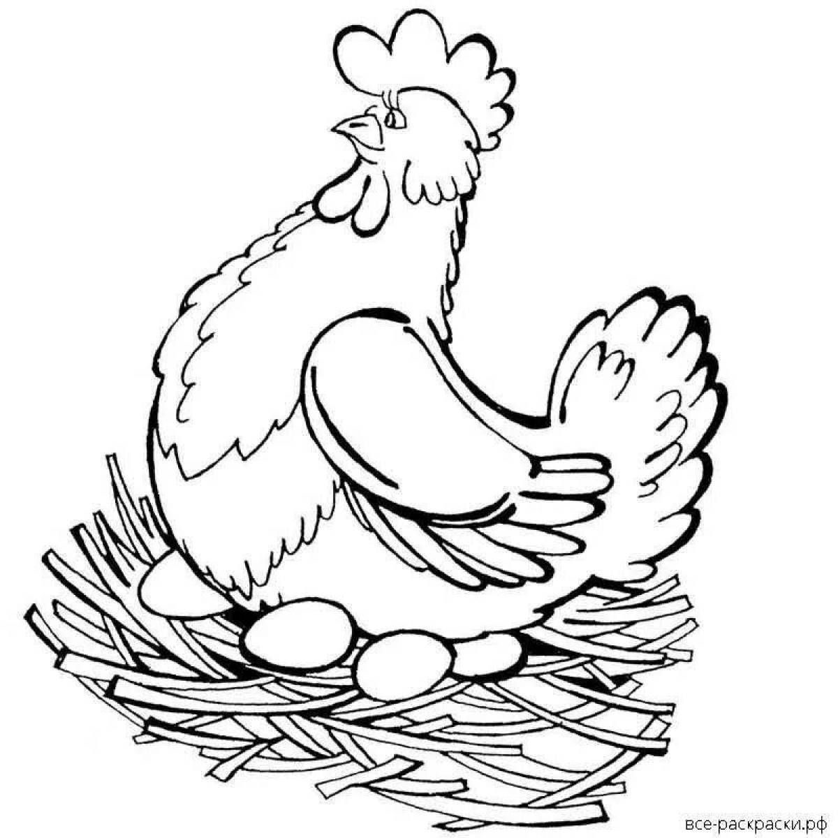 Chicken pockmarked coloring book for kids