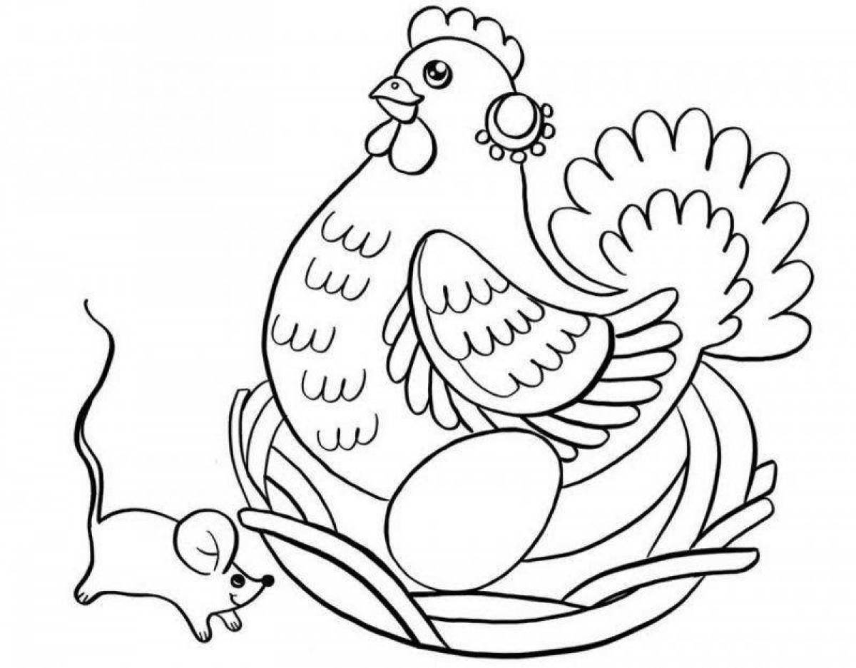 Радостный цыпленок ряба раскраски для детей