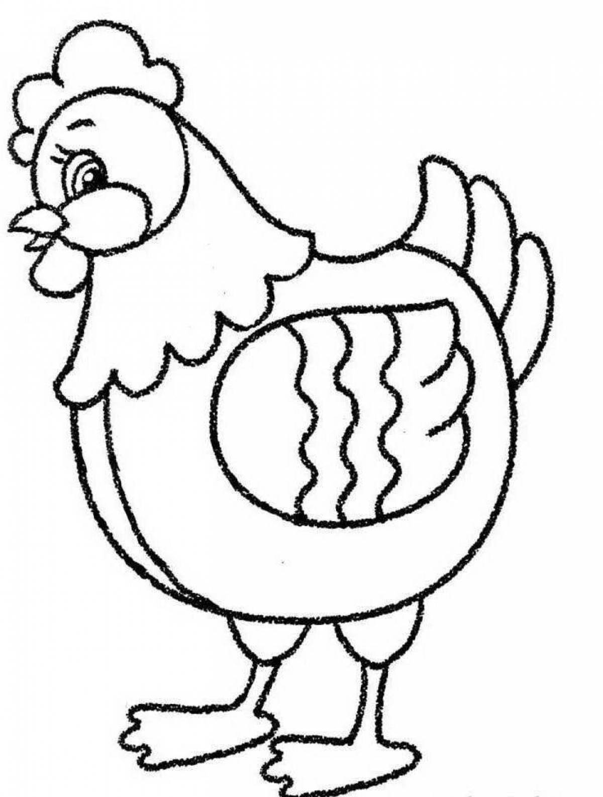 Игривая цыпленок ряба раскраска для детей