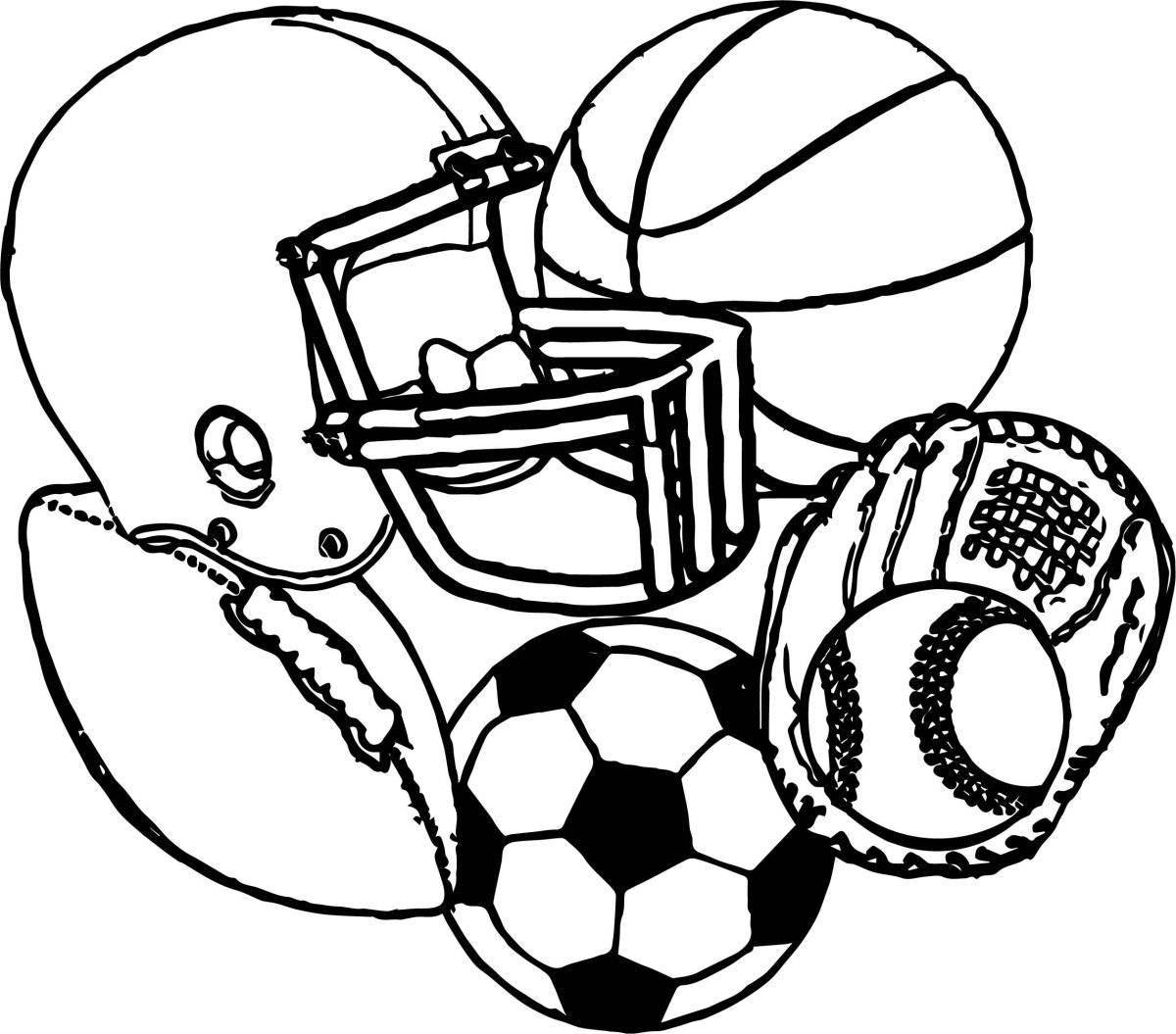 Sports equipment coloring page