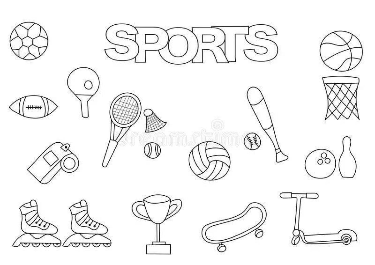 Fun sports equipment coloring