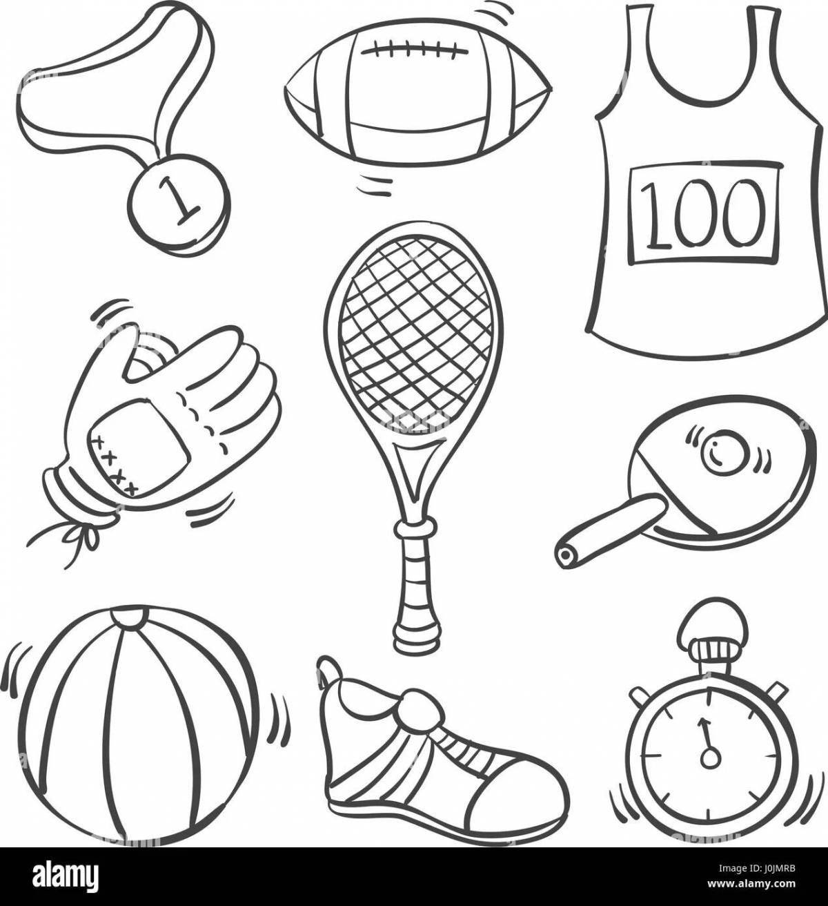 Exquisite sports equipment coloring page