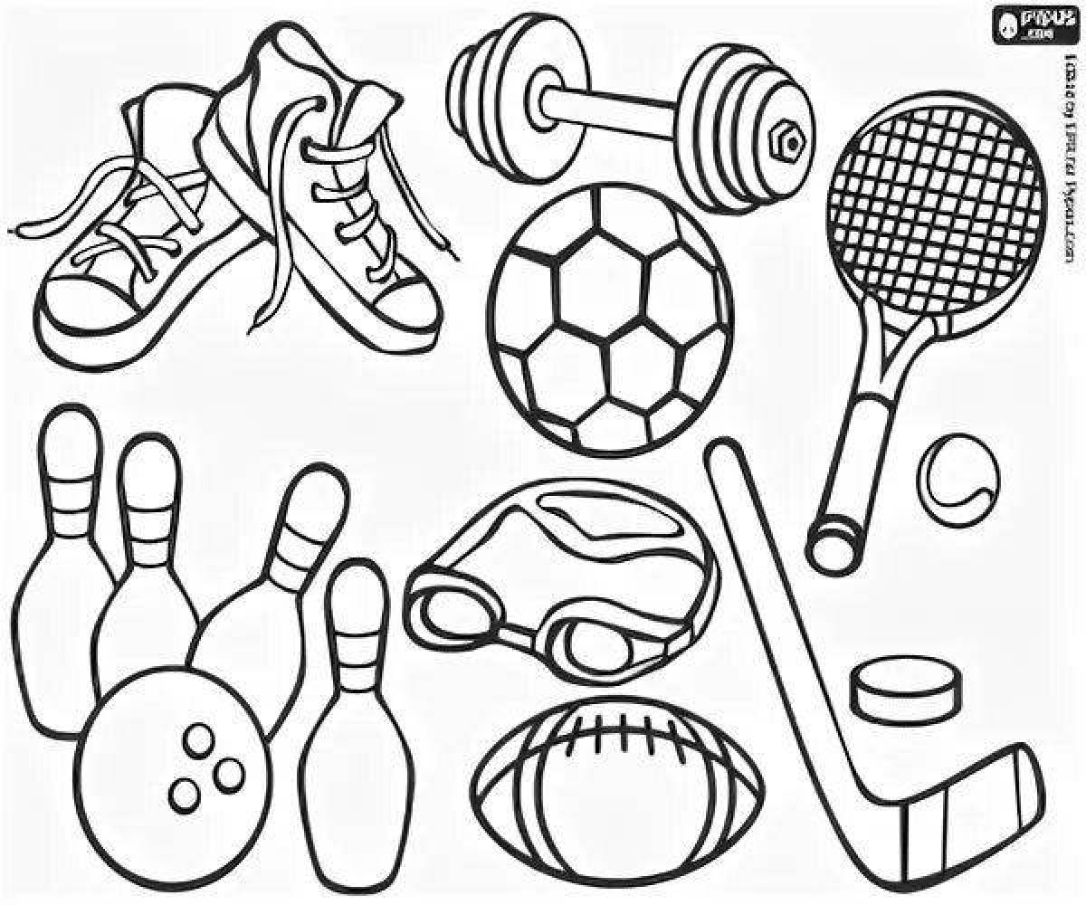 Coloring page elegant sports equipment