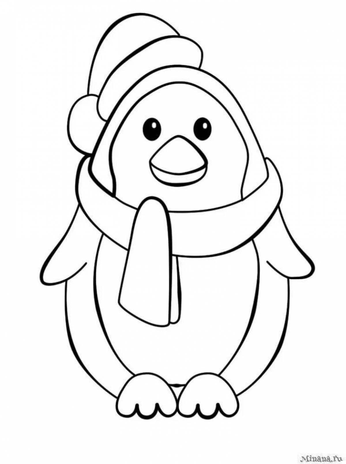 Coloring page joyful penguin