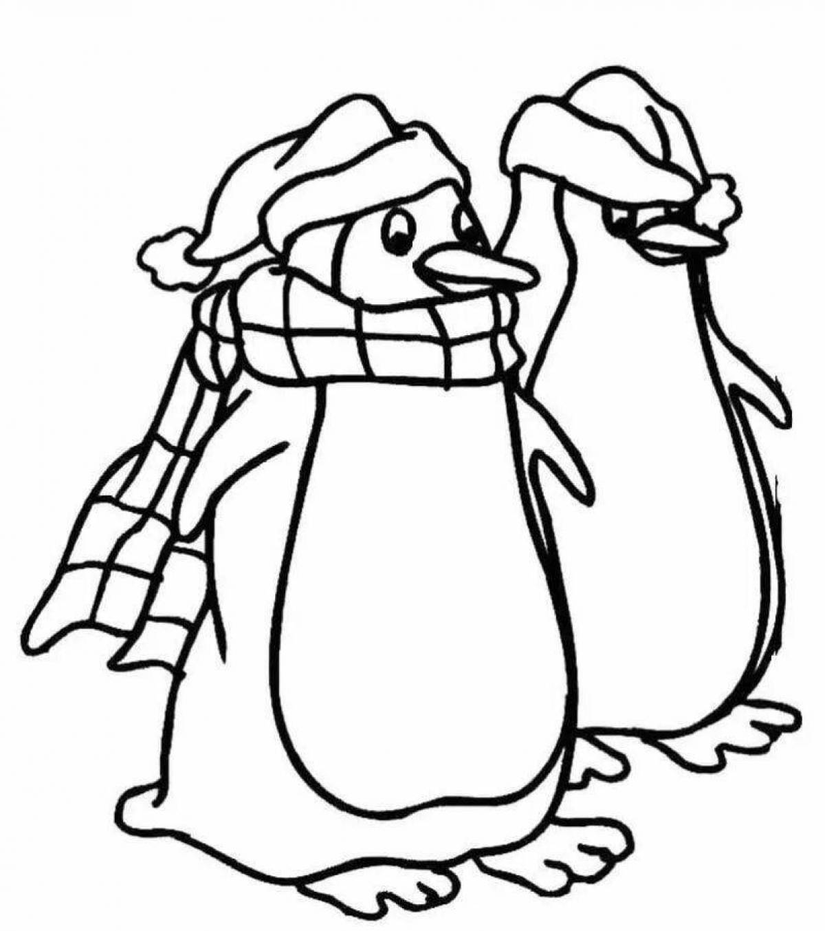 Animated penguin coloring book