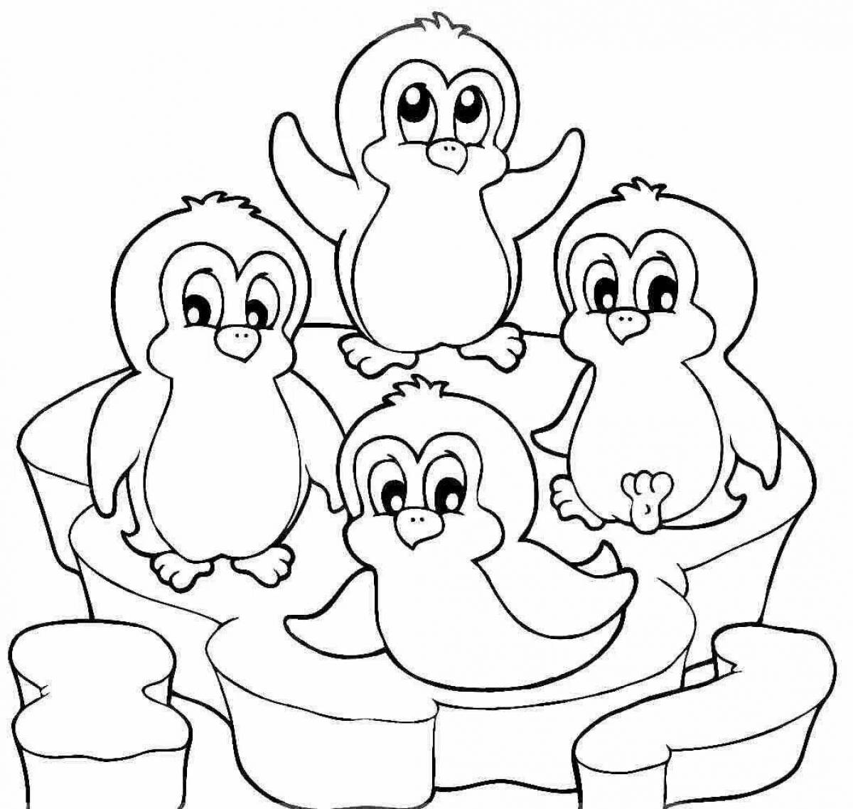 Joyful penguin coloring book