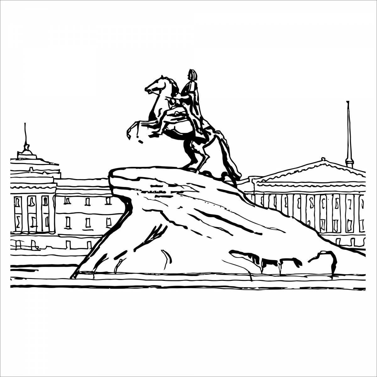Monumental Bronze Horseman coloring page