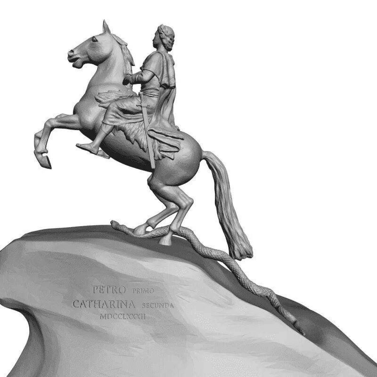 Charming bronze horseman coloring page