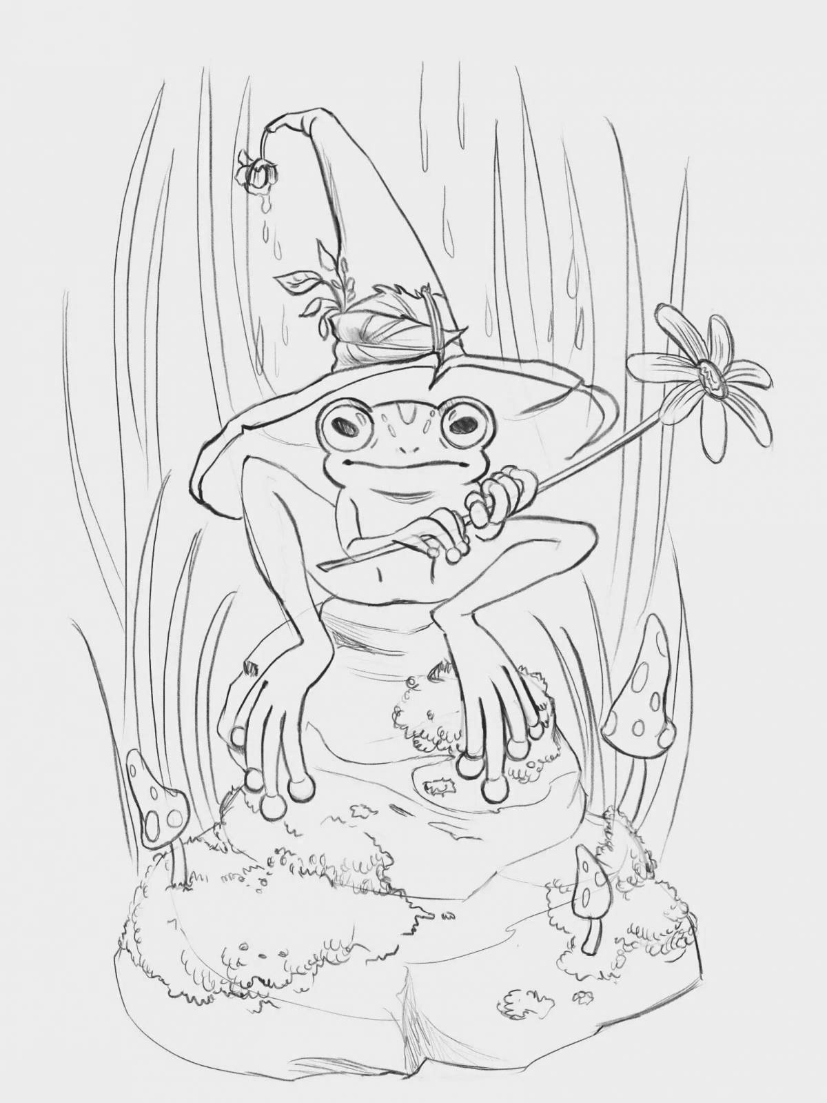 Coloring page delightful frog aesthetics