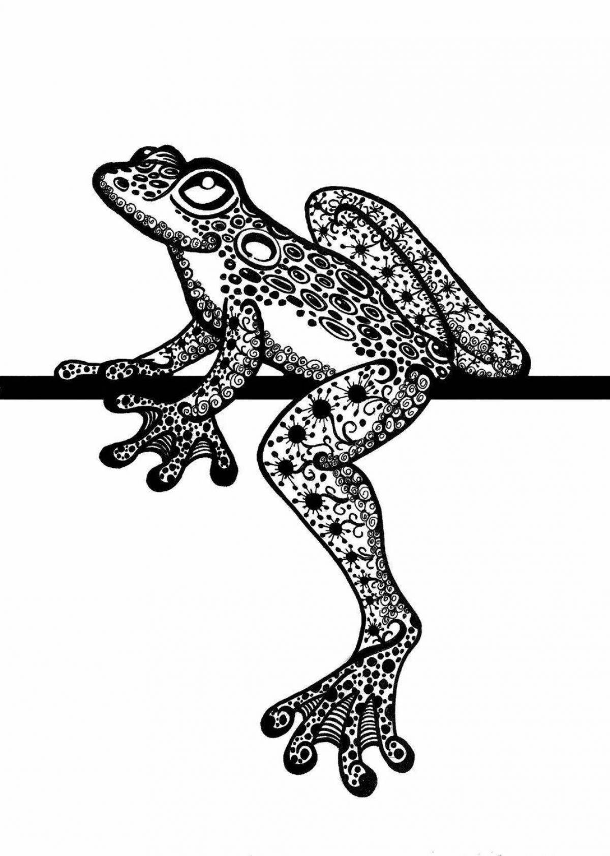 Ecstatic frog aesthetics coloring page