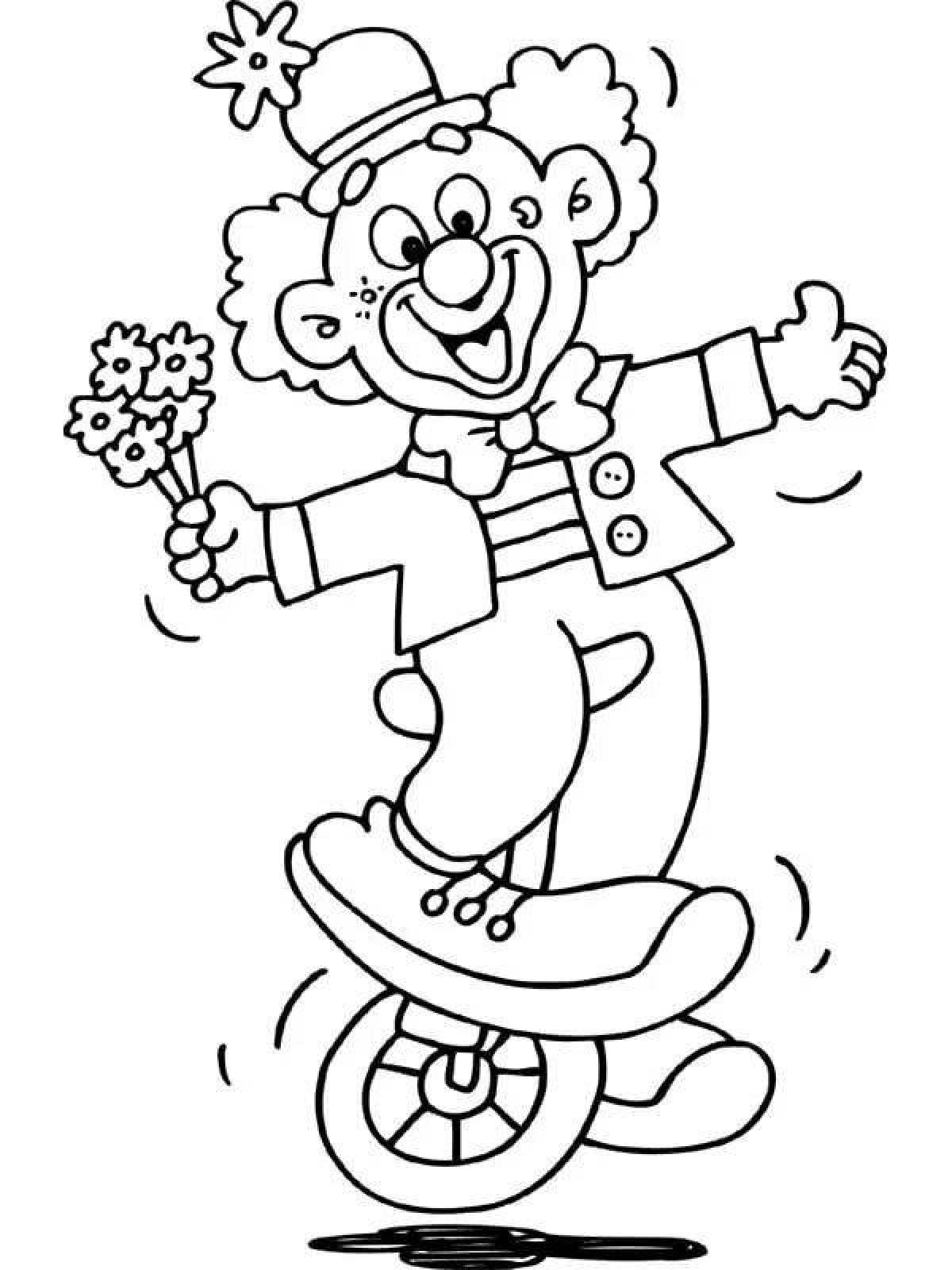 Smiling funny clown coloring book