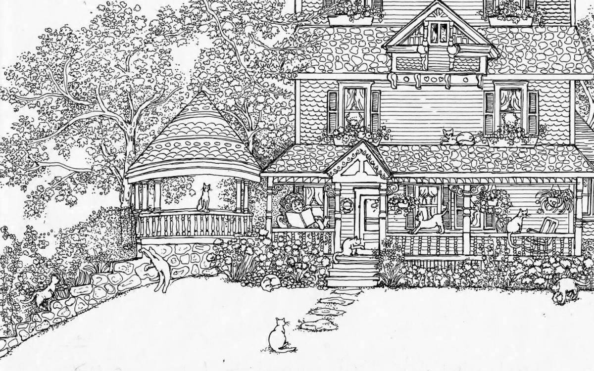 Luxury dream house coloring page